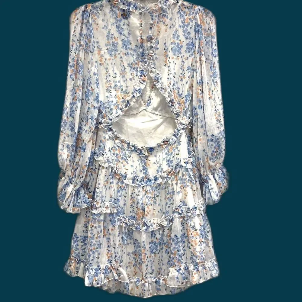 Polly  Floral Ruffle Blouson Dress Size 2